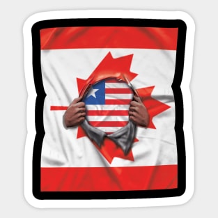 Liberia Flag Canadian Flag Ripped - Gift for Liberian From Liberia Sticker